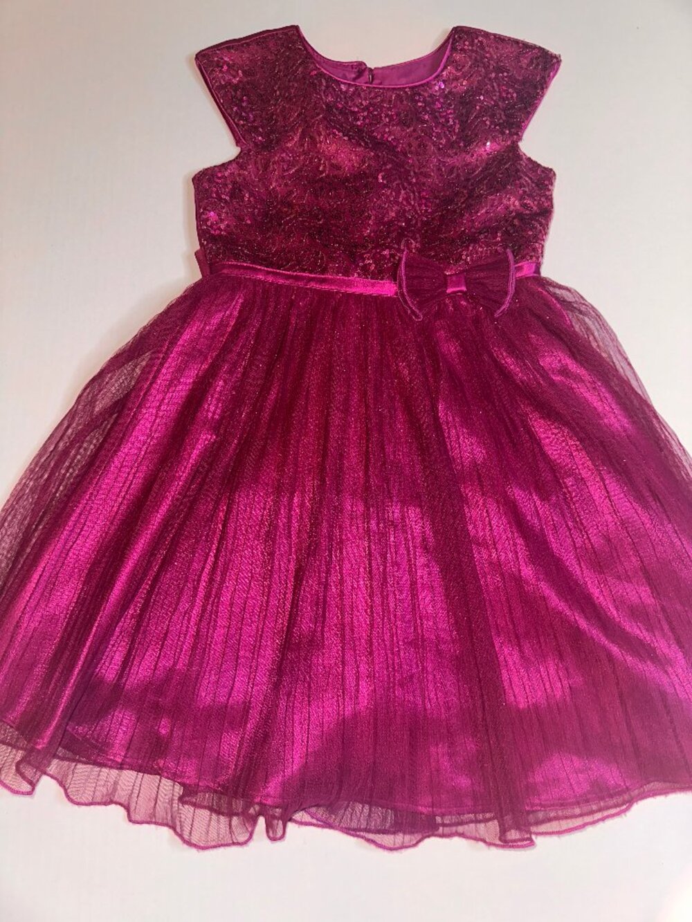 JONA MICHELLE Girls Tulle Formal dark pink fuchsia Dress Size 6 glittery! #623